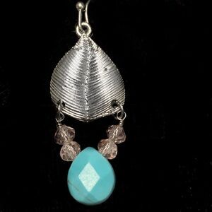 Taramanda silver turquoise crystal dangle earring